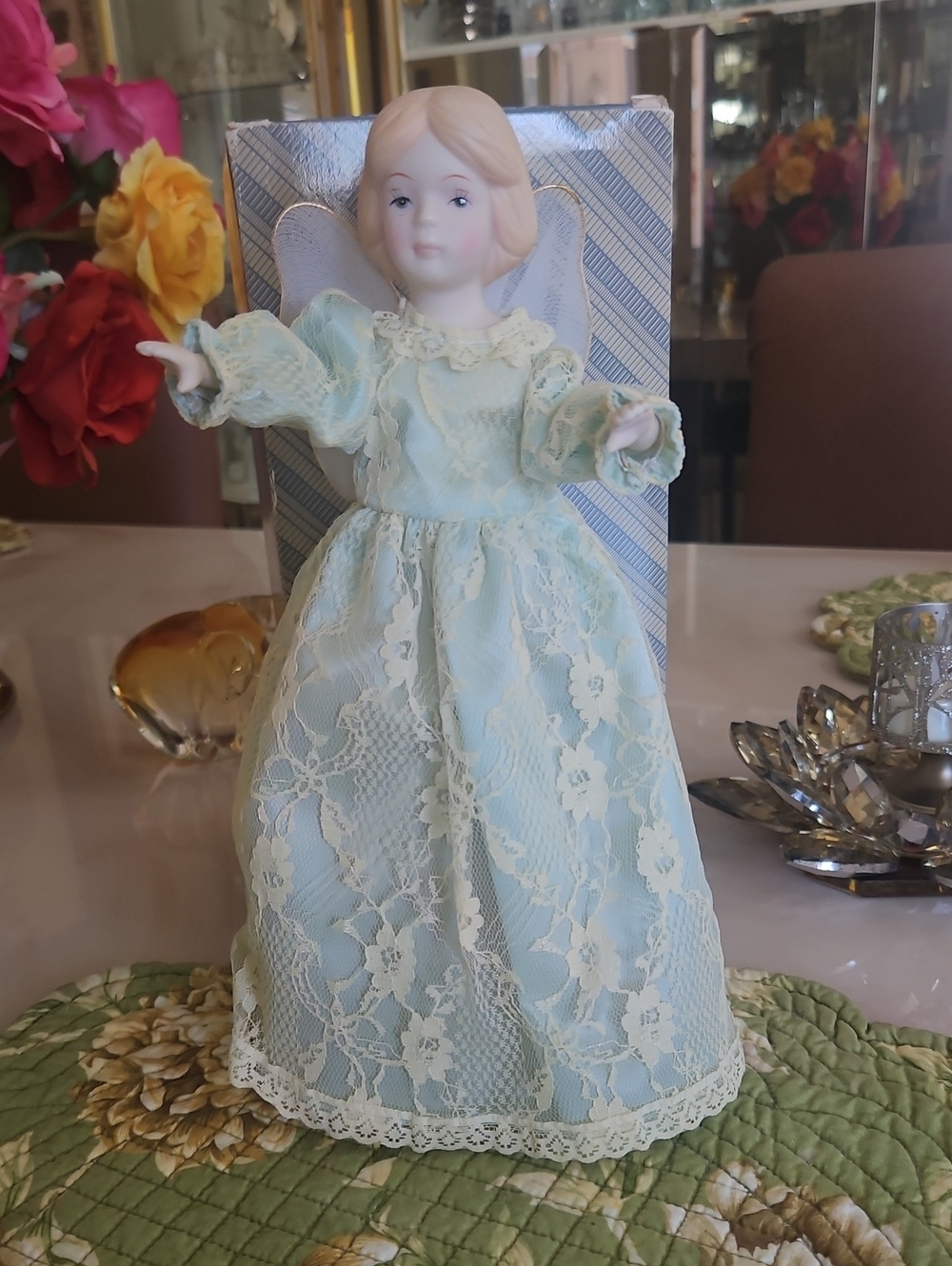 Vintage Angel Tree Topper Pretty Face W Wings Collection